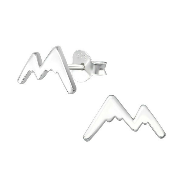 P38-35 Sterling Silver Mountain Peaks Outline Posts