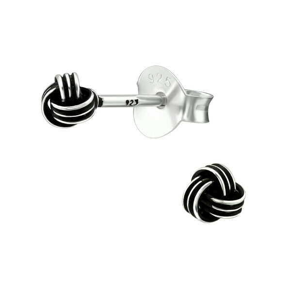 P38-37 Sterling Silver Antiqued Little Knot Posts