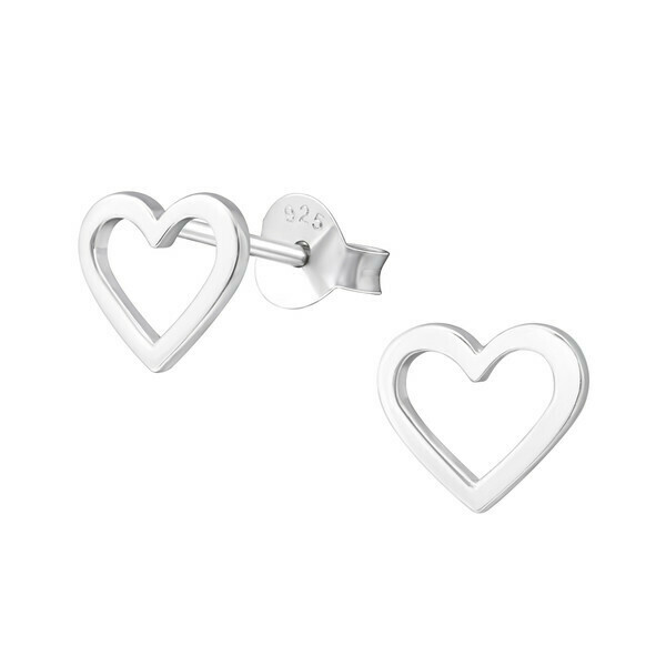 P39-9 Sterling Silver Open Heart Posts