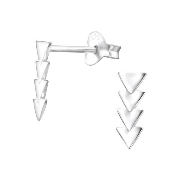 P28-12 Sterling Silver Chevron Stack Posts 