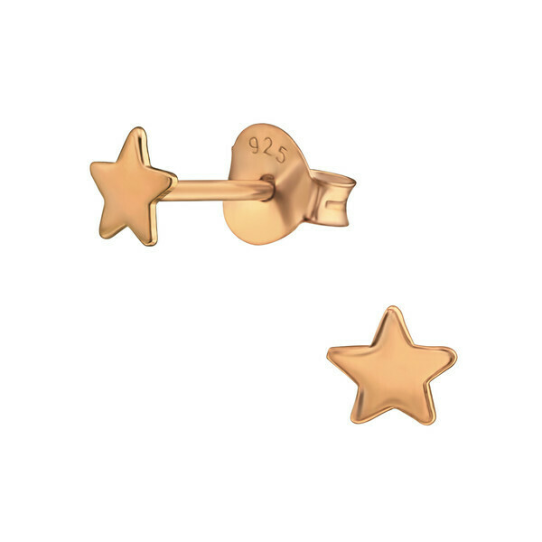 P41-2 Star Posts - Rose Gold Plated Sterling Silver