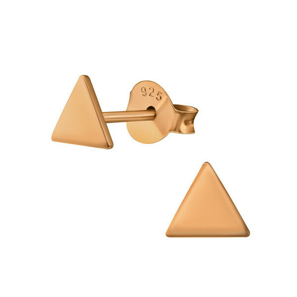 P41-8 Triangle Posts - Rose Gold Plated Sterling Silver