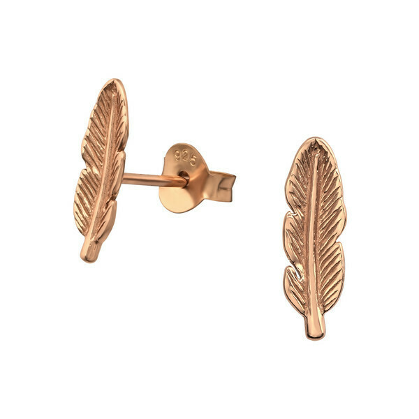 P41-23 Feather Posts - Rose Gold Plated Sterling Silver