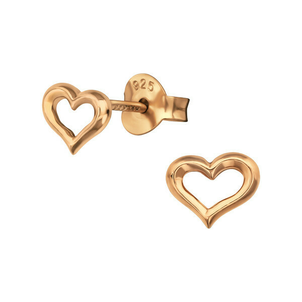 P41-45 Heart Posts - Rose Gold Plated Sterling Silver