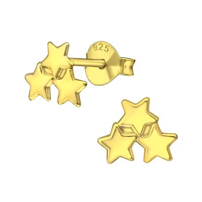 P40-71 Triple Star Cluster - Gold Plated Sterling Silver