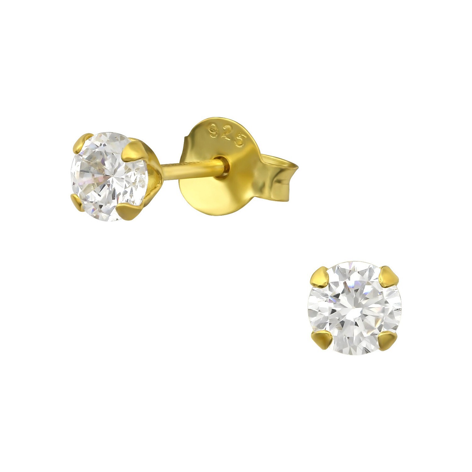 P42-10 CZ Posts - Gold Plated Sterling Silver