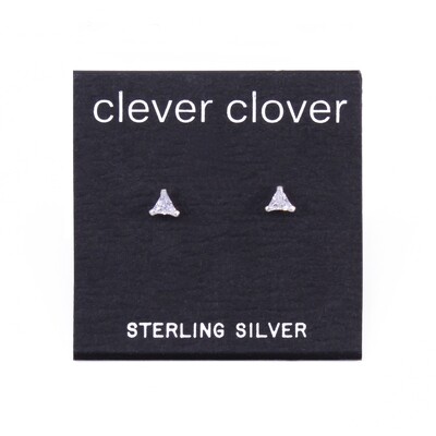 P35-7 Sterling Silver Tiny CZ Triangle Posts