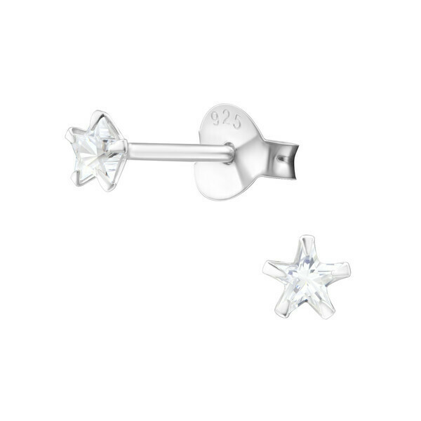 P35-6 Sterling Silver Tiny CZ Star Posts