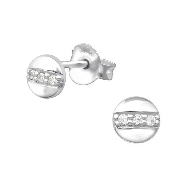 P35-23 Sterling Silver Tiny Round Center Pave CZ Posts