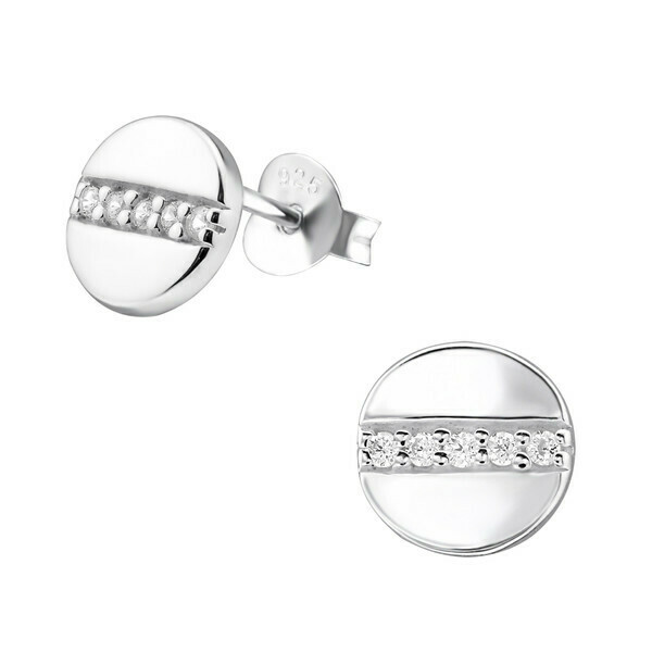 P35-21 Sterling Silver Round Center CZ Posts