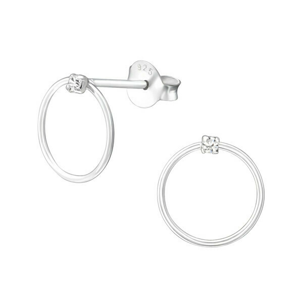 P35-36 Sterling Silver Open Circle + CZ Posts