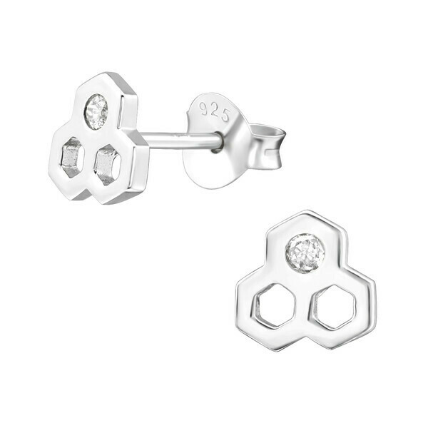 P35-40 Sterling Silver Honeycomb + CZ Posts