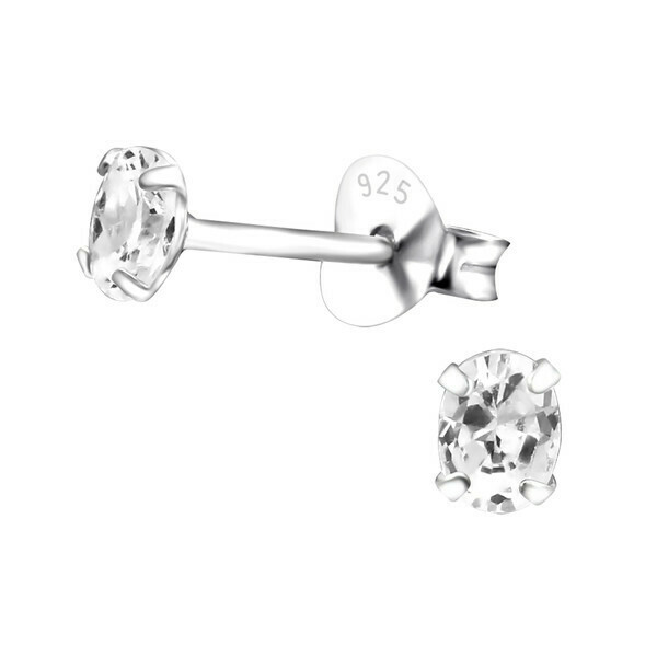 P36-9 Sterling Silver Tiny Oval CZ Posts