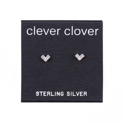 P36-6 Sterling Silver 3 Crystal Tiny Heart Posts