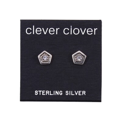 P36-14 Sterling Silver Pentagon CZ Posts 