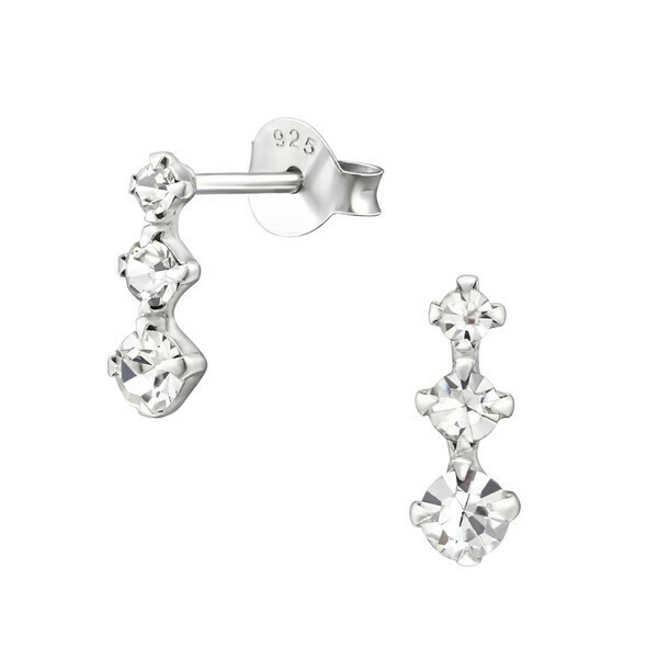 P36-19 Sterling Silver Light Triple Graduated Dots Posts