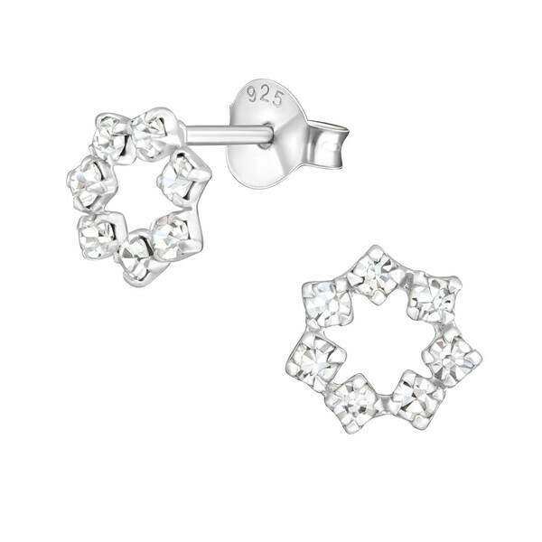 P36-24 Sterling Silver Polygon Crystal Posts