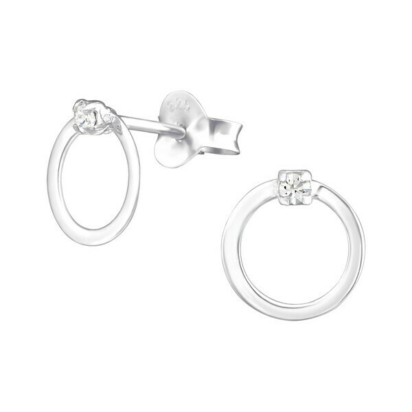 P36-65 Sterling Silver circle + CZ Dot Posts