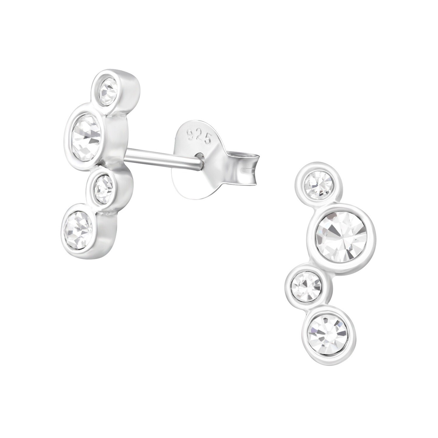 P36-87 Sterling Silver Bouncing CZ Bar Posts