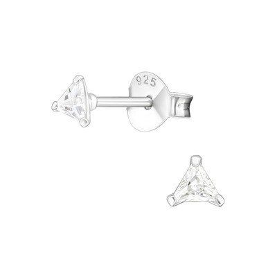 P35-7 Sterling Silver Tiny CZ Triangle Posts
