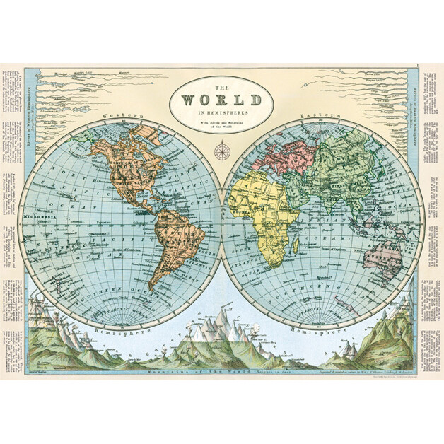 World Map Hemispheres Poster  - 20” X 28” - #410