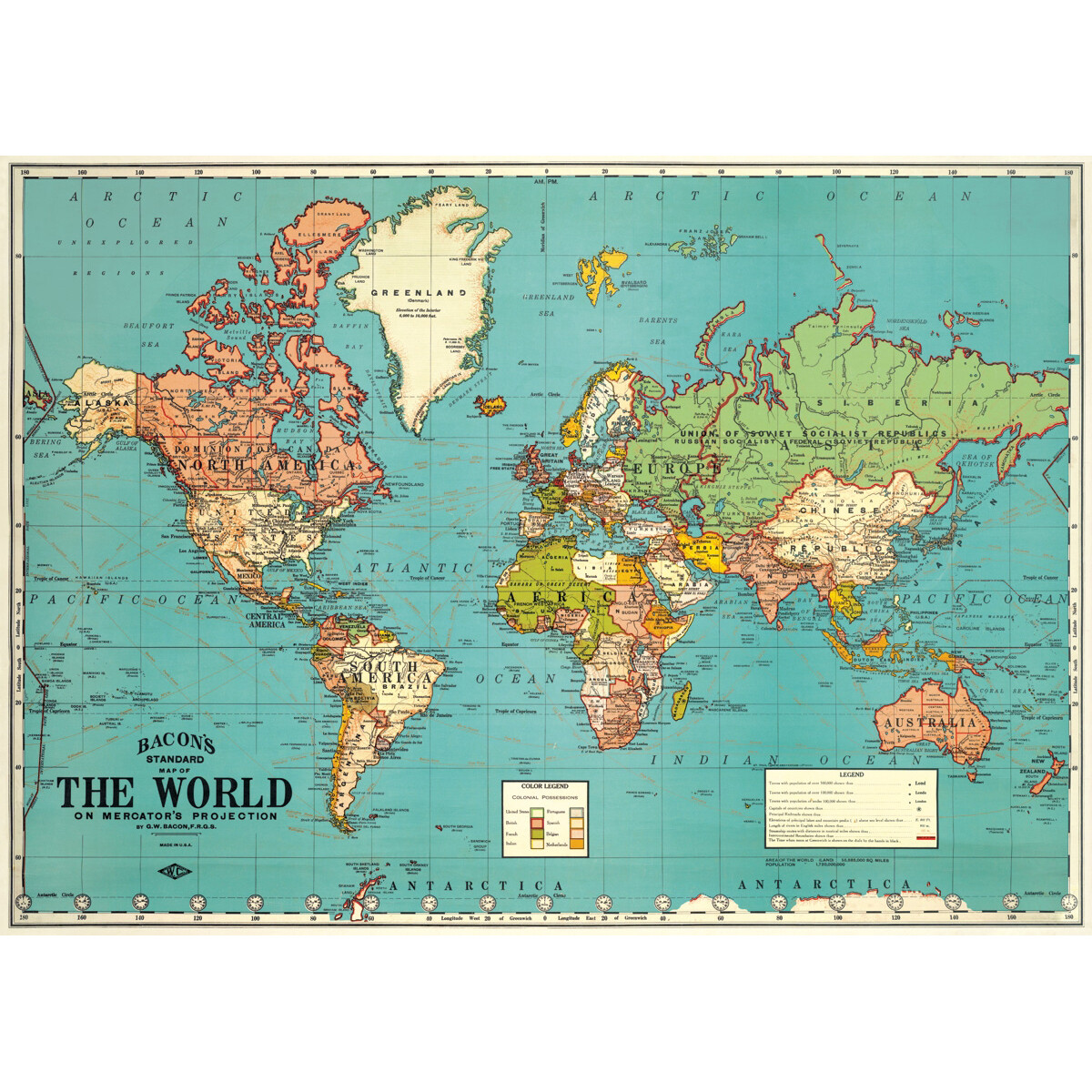 World Map 4 Blue Poster  - 20” X 28” - #408