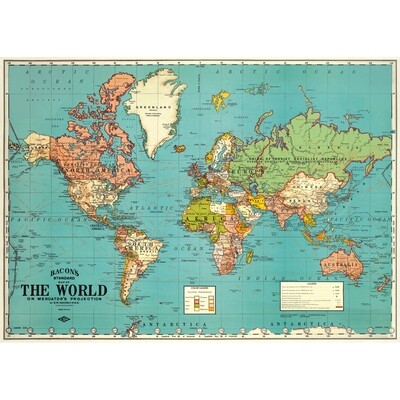 World Map 4 Blue Poster  - 20” X 28” - #408