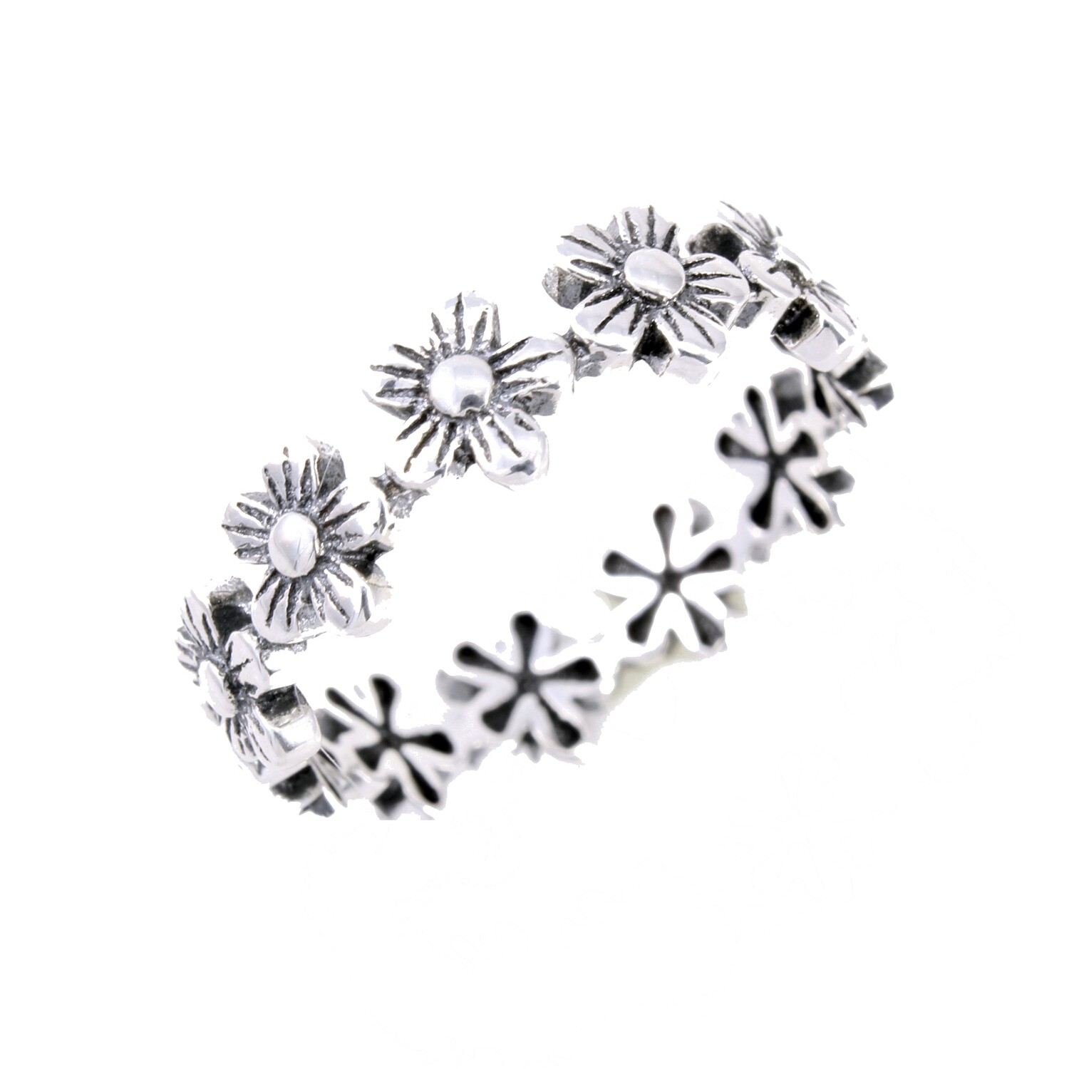 RP3036 Sterling Silver Flower Band
