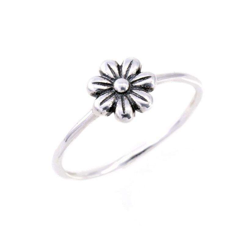 RP3686 Sterling Silver Single Flower Ring