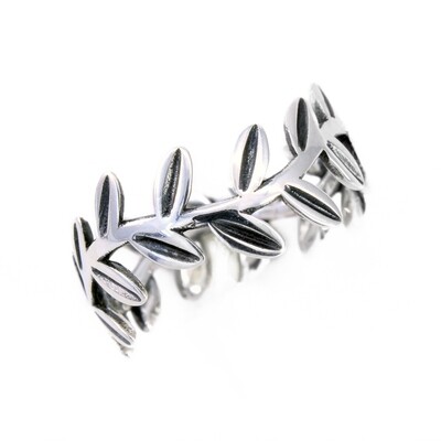 RP2413 Sterling Silver Alternating Leaves Band