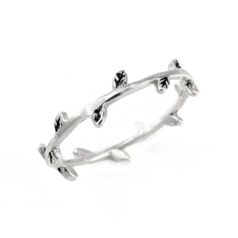RW2026 Sterling Silver Alternating Leaves Rings