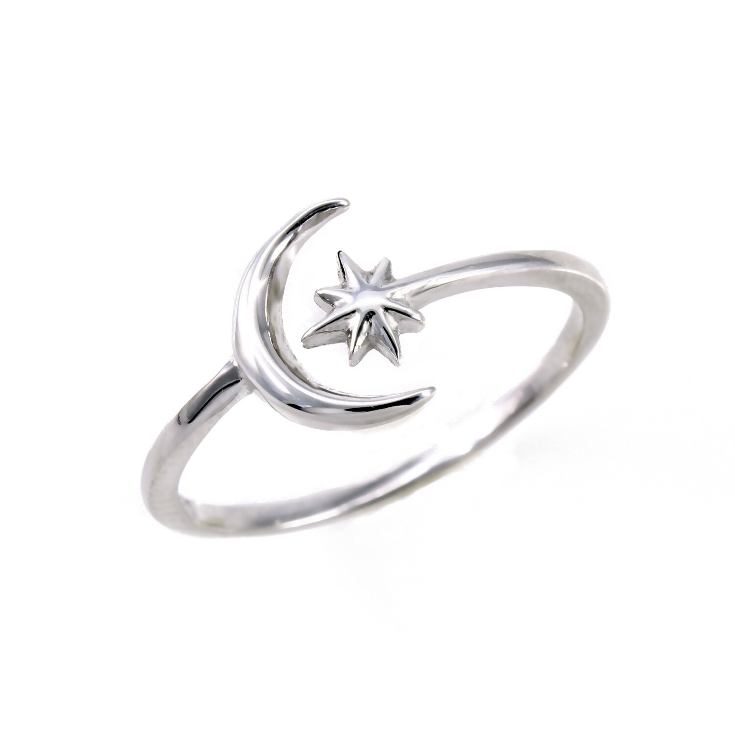 RP3322 Sterling Silver Moon/Starburst Wrap Ring