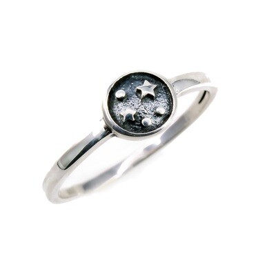 RP3869 Sterling Silver Ox Small Stars Disk Ring