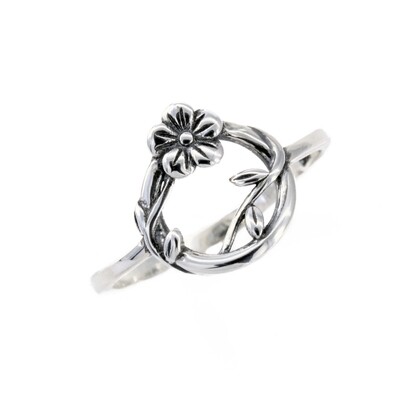 RP3593 Sterling Silver Floral Vine Circle Ring