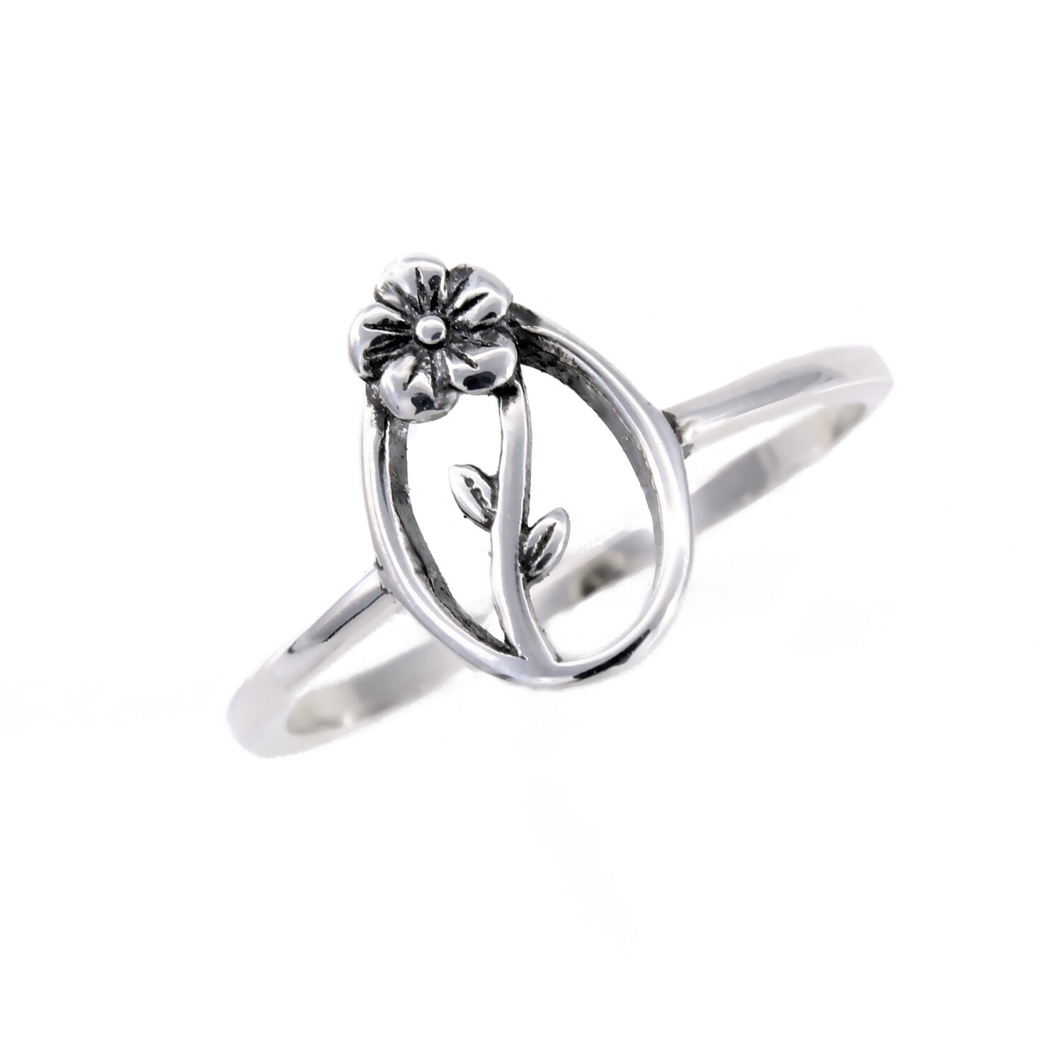 RP3828 Sterling Silver Open Oval Flower Ring 