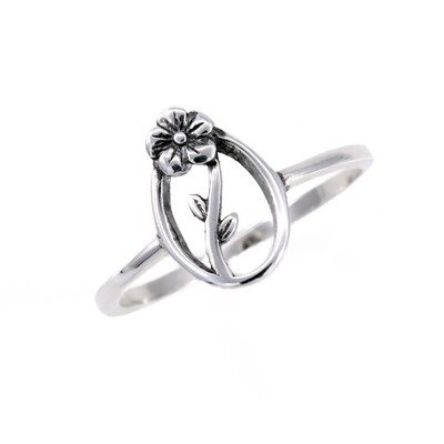 RP3828 Sterling Silver Open Oval Flower Ring 