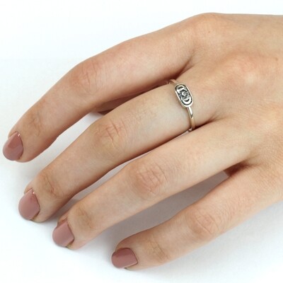 RP3792 Sterling Silver Double Moon Plaque Ring