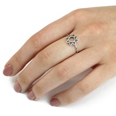 RP3406 Sterling Silver Open Sun/Flower Ring