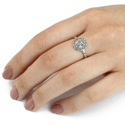RP3545 Sterling Silver Sun Face Ring