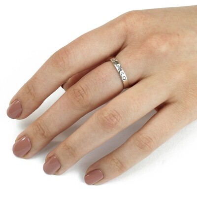 RP3078 Sterling Silver Etched Moon  Phases Ring