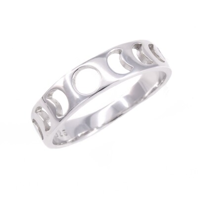RP3473 Sterling Silver Moon Phases Cutout Band