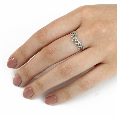 RP3709 Sterling Silver Chevron Filligree Ring
