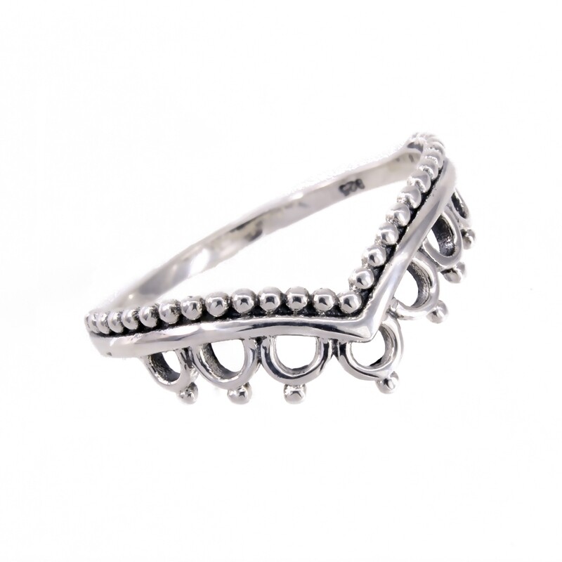 RP3709 Sterling Silver Chevron Filligree Ring