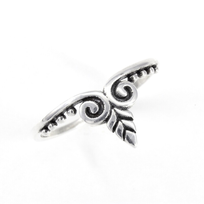 RP3493 Sterling Silver Floral Point Ring