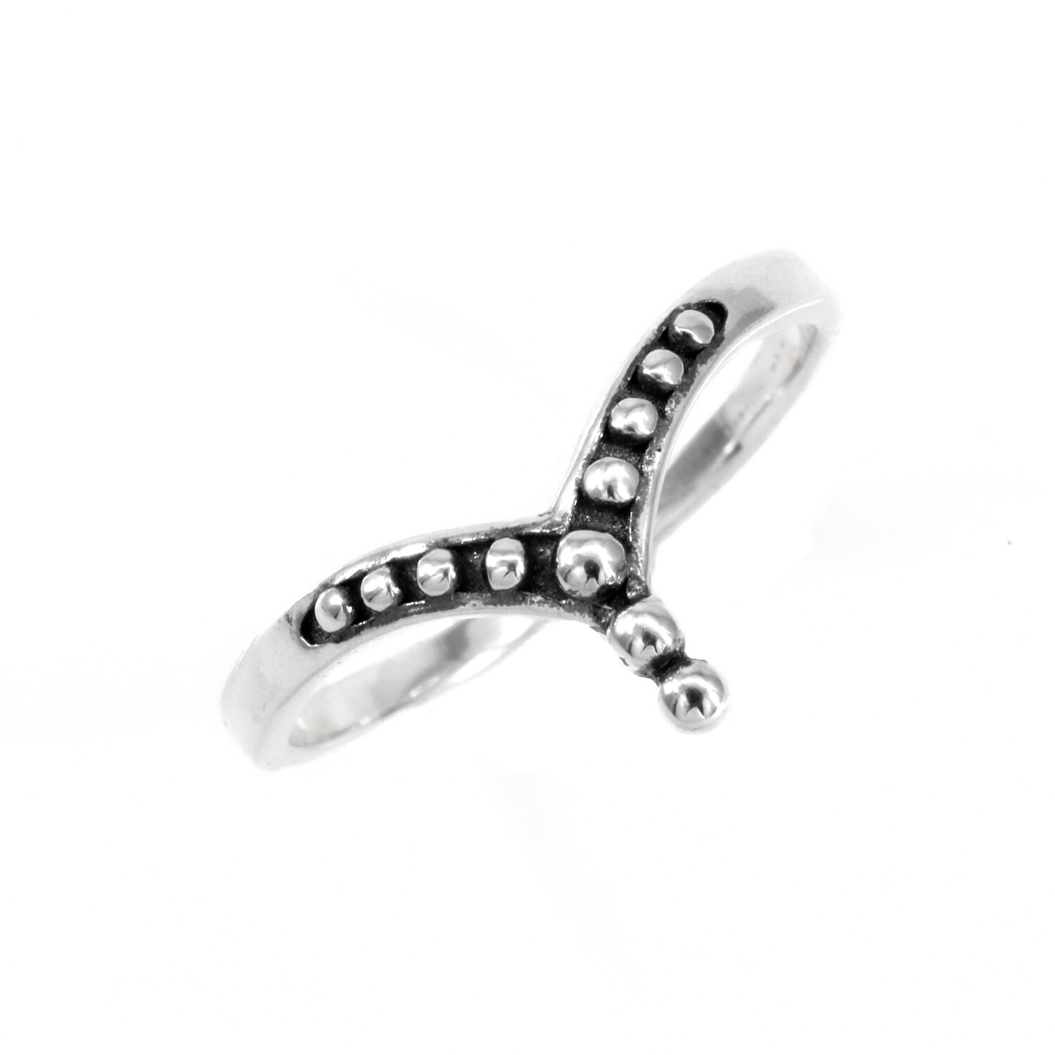 RP3880 Sterling Silver Dotted Chevron Point Ring