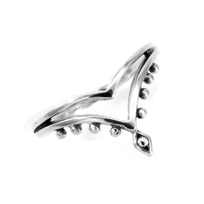 RP2394 Sterling Silver Double Dotted Chevron Ring