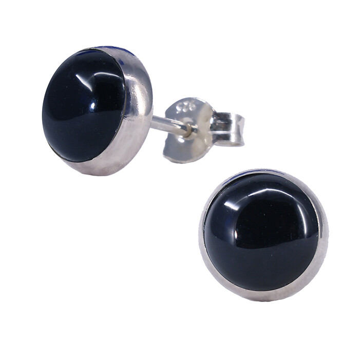 Black 8mm Sterling Silver Circle Posts - P8-BO