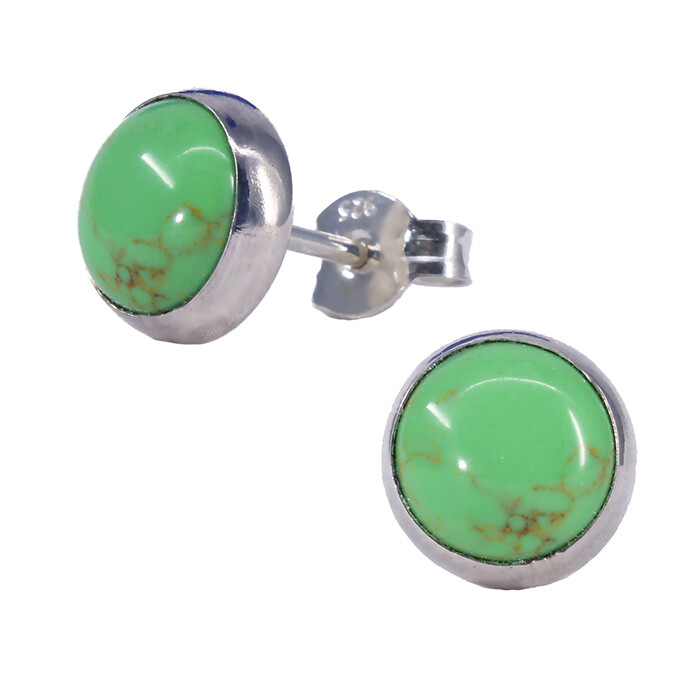 Gaspeite 8mm Sterling Silver Circle Posts - P8-GSP