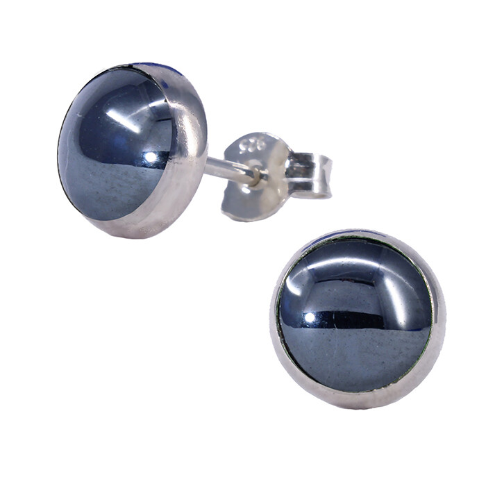 Hematite 8mm Sterling Silver Circle Posts - P8-HEM