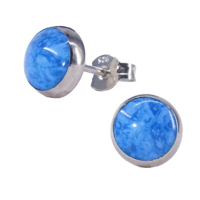 Denim Colored 8mm Sterling Silver Circle Posts - P8-DL